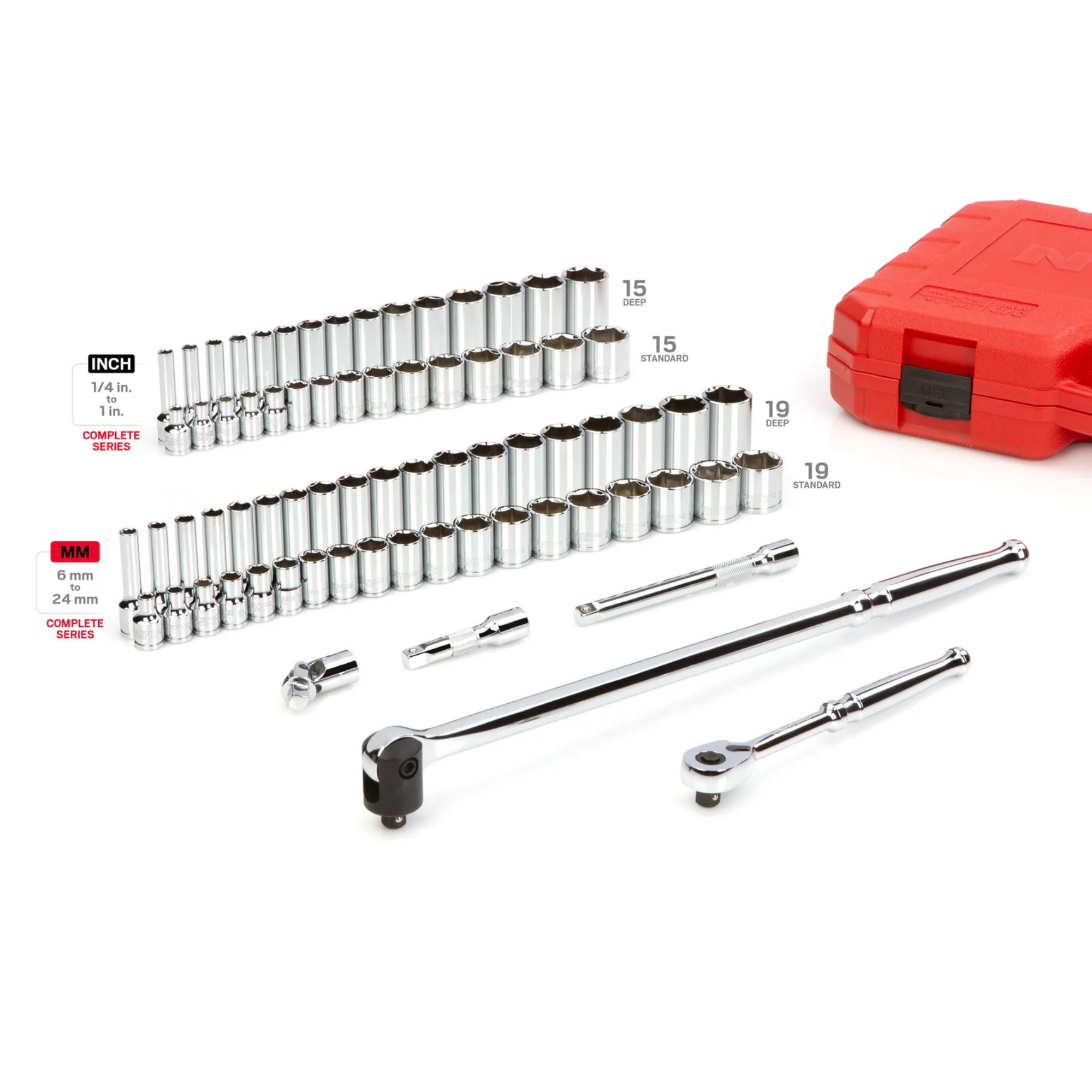 TEKTON 3/8 in. Drive 6-Point Socket and Ratchet Set (73-Piece) from GME Supply